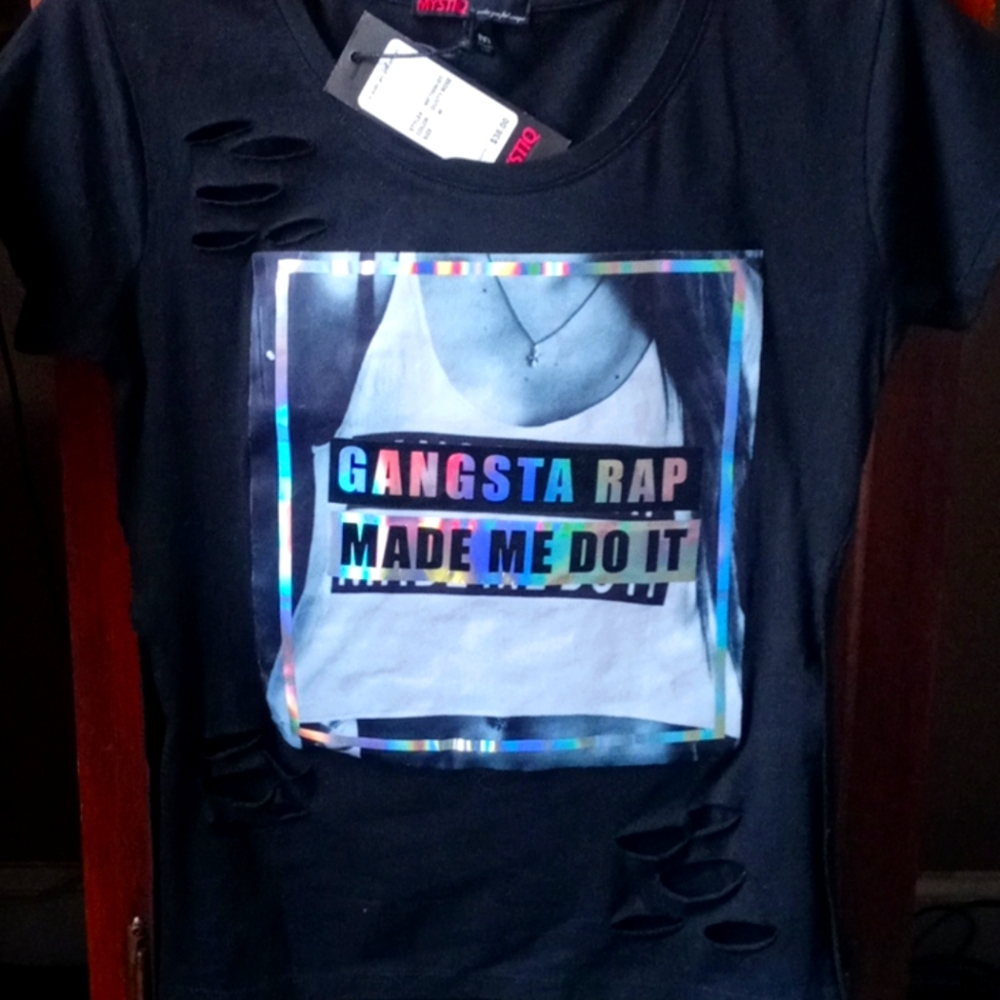 NEW holographic 'Gangsta rap made me do it' top